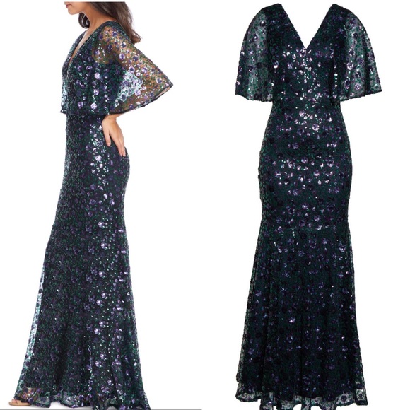 Dress The Population Laine Sequin Lace Gown Violet - Picture 3 of 8